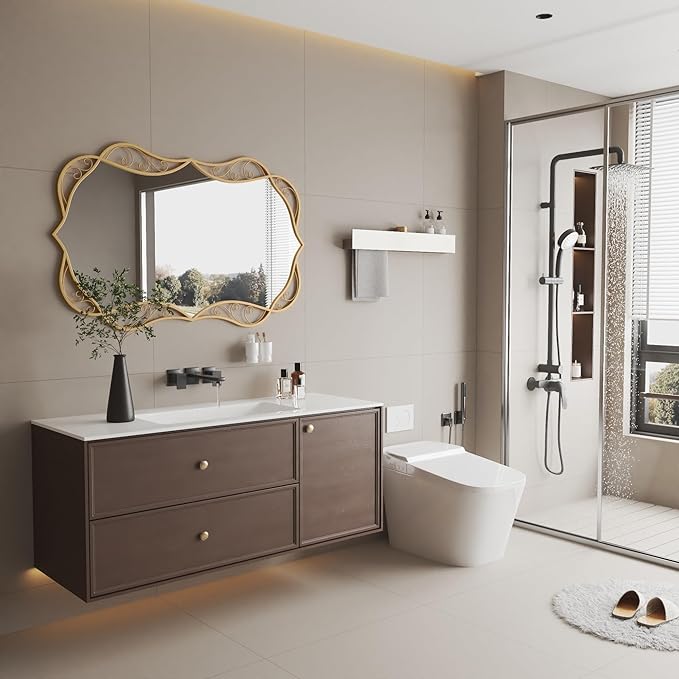 Bathroom Gold Wall Mirror: 30"x48" Antique Large Mirror for Wall - Vertical or Horizontal Hanging - Home Decor for Living Room/Entryway/Fireplace/Hallway