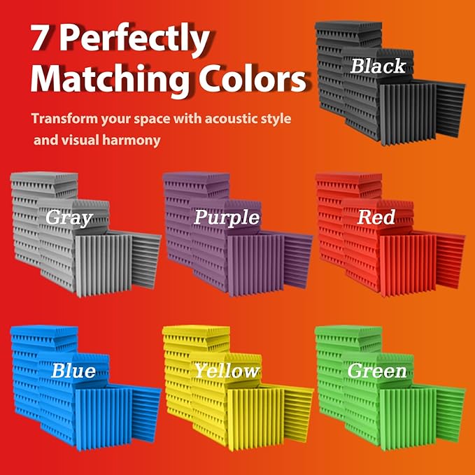 12 Pack Acoustic Panels – Sound Proof Foam Panels for Wall 12"x12"x1", Flame Retardant Wedge Acoustic Foam, High-Density Sound Absorbing Panels for Home Studio(Purple, 1" Thick 12 Pack)