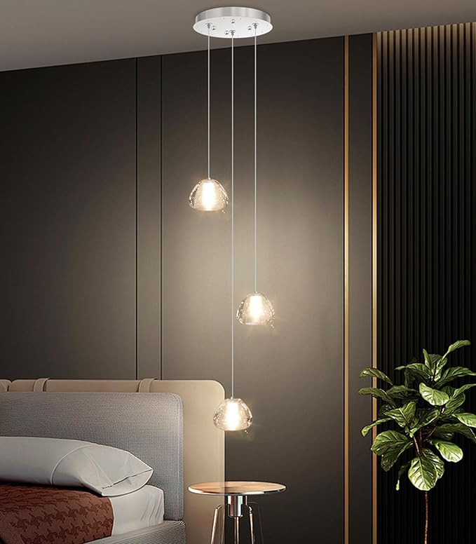 Modern Chandelier Crystal Pendant Light for Kitchen Island Dining Room Bedroom Hallway Silver