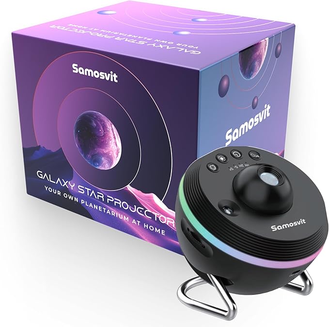 4K Home Planetarium Galaxy Projector for Bedroom - LED Sky Galaxy Night Light Star Planet for Kids - Meteor Effect Ceiling Lights Projector with One Replaceable Moon Nebula - Gift for Kids