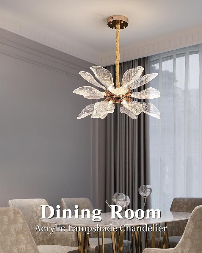 Modern Tree Branch Leaf Chandelier, 18-Light 25.59" Luxury Gold Pendant Lighting, LED 40W 3000K Warm White Chandeliers, Adjustable Height for Living Room, Dining Room, Bedroom, Kitchen Island