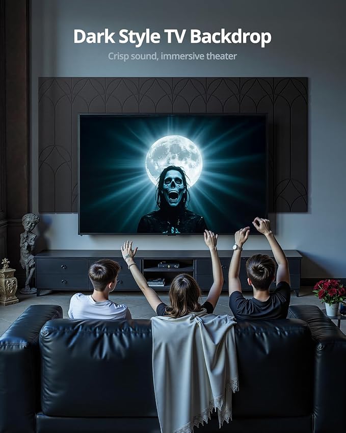 Black Gothic Acoustic Wall Panels, Peel and Stick Self Adhesive Sound Absorbing Tiles for Studio, Walls, Bedroom, 12 Pack, 12" x 12" x 0.4", Decorative Art Panels for Ceiling, Doors, Pared, Home Decor