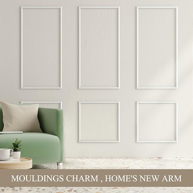 3 Sets Peel and Stick Wall Molding Kit, Premade Wainscoting Panels for Interior Wall Moulding Decor, Ready to Assemble Wainscoting Accent Panel (54 x 24In, 24 x 24In)