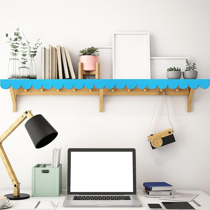 50 Packs Unfinished Scalloped Wood Trim DIY Decorative Wood Molding for Home Wall Cabinet Shelf and Window Door Decor