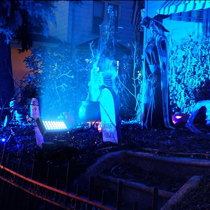 Linkable LED Wall Washer Light with RF Remote, 144W RGBW 5700K Dimmable LED Wall Wash Lighting, AC 120V Waterproof Outdoor CCT Flood Lighting for Buildings, Landscapes, Shops, Ads