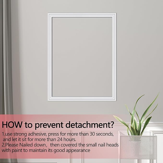 moonoom 20 Ft x 1.6''Wall Decoration Molding Trim,Self-Adhesive 3D Chair Rail Panel Molding, Flexible DIY Wall Trim for Walls Mirror Window Frame and Home Decoration