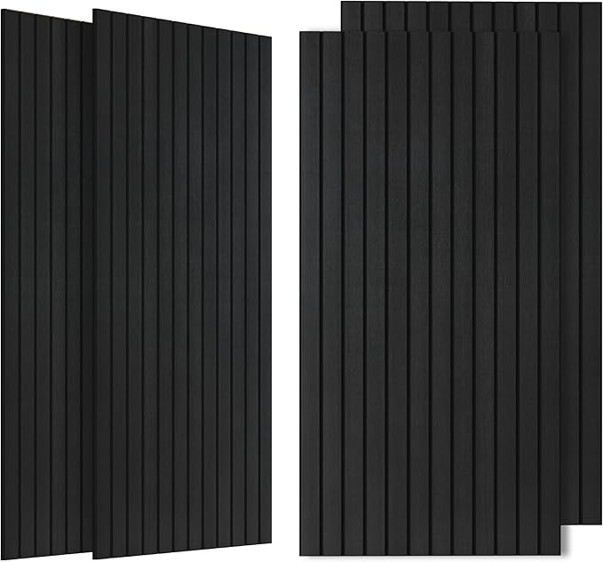 4 Pack Acoustic Panels, 47.2”x23.6” Decorative Large Acoustic Wall Panels, Sound Proof Panel with Simulated Wood Grain Finish,for Office,Home Theater,Studio,Living Room, Smoky