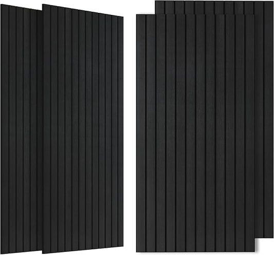 4 Pack Acoustic Panels, 47.2”x23.6” Decorative Large Acoustic Wall Panels, Sound Proof Panel with Simulated Wood Grain Finish,for Office,Home Theater,Studio,Living Room, Smoky