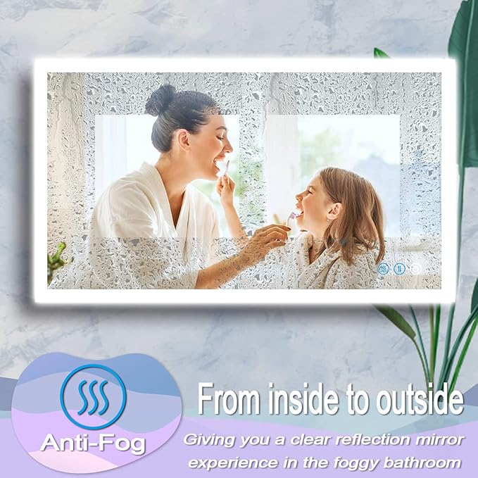 48x30 Inch Backlit Lighted LED Mirror for Bathroom Wall 48 Inch LED Bathroom Vanity Mirror with Lights Bathroom LED Vanity Mirror Antifog 3 Color Dimmable Backlit Light up Smart LED Mirrors