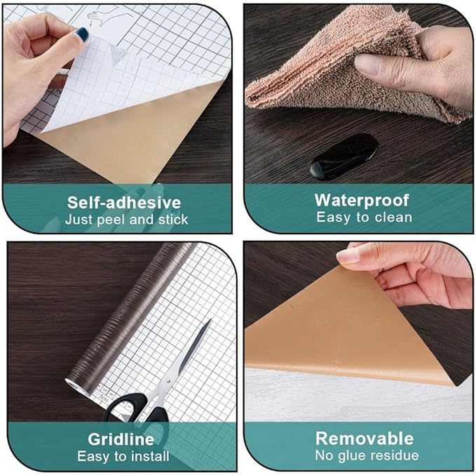 Arthome 34" x120" Peel and Stick Wood Contact Paper Self-Adhesive Brown Walnut Wallpaper,Decorative Vinyl Film for Countertop,Cabinets,Shelf,Drawer Liner,Easy to Clean Removable Wall Covering