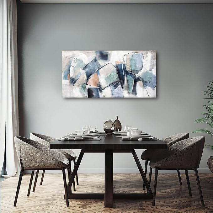 Line Art Canvas Decor Blue and Grey Living Room Decorations Black and White Abstract Wall Art for Bedroom 20"x 40" Pop Photo Posters for Walls