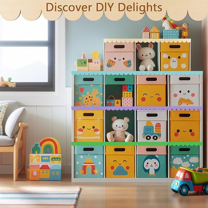 12Pcs Unfinished Scalloped Decorative Wood Trim with Glue Dots, 15.75" x 1.57" Scalloped Wooden Edging Trim Cute DIY Moulding Trim for Home Wall Cabinet Window Door Decor, Interior & Exterior Use