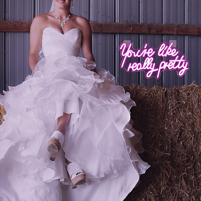 Lucunstar You're Like Really Pretty Neon Sign Led Sign Pink Led Neon Light for Wall Decor Neon Signs for Wall Decor Light Sign for Wedding Dimmable Switch USB with Neon Sign for Bedroom Home Decor