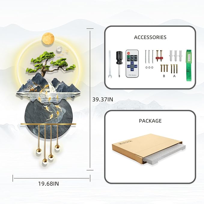 LED Light Decor Wall Art, 3D Art Wall Decor with Light, Decors Walls Sculptures Large 3D Art, Decors Walls Sculptures Lighting Modern, Plug-in Power Supply, Blue B, 19x39IN