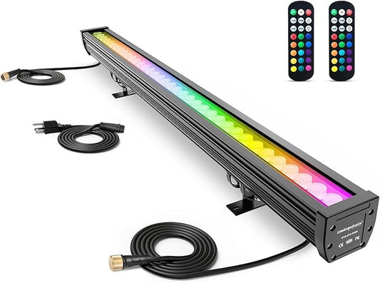Linkable LED Wall Washer Light with RF Remote, 144W RGBW Color Changing LED Linear Light Bar, AC120V 40" Waterproof RGB Wall Wash Lights for Oudoor & Indoor Lighting Projects, ETL Certified