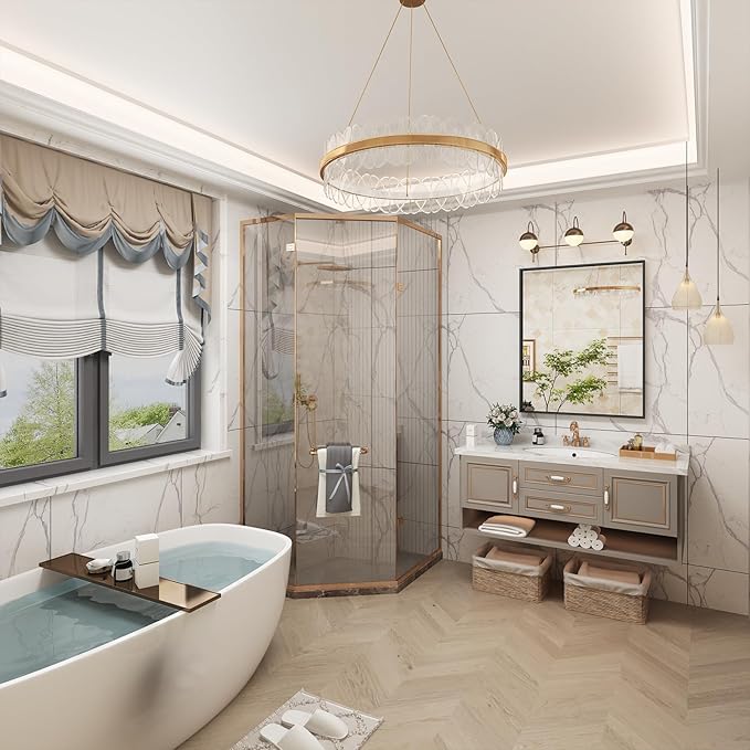 Black Metal Framed Bathroom Mirror, 36x36 Inch Square Rectangle Wall Mirror, Matte Black Modern Vanity Mirror, Anti-Rust, Tempered Glass, Shatter-Proof, Easy to Install Vertically/Horizontally