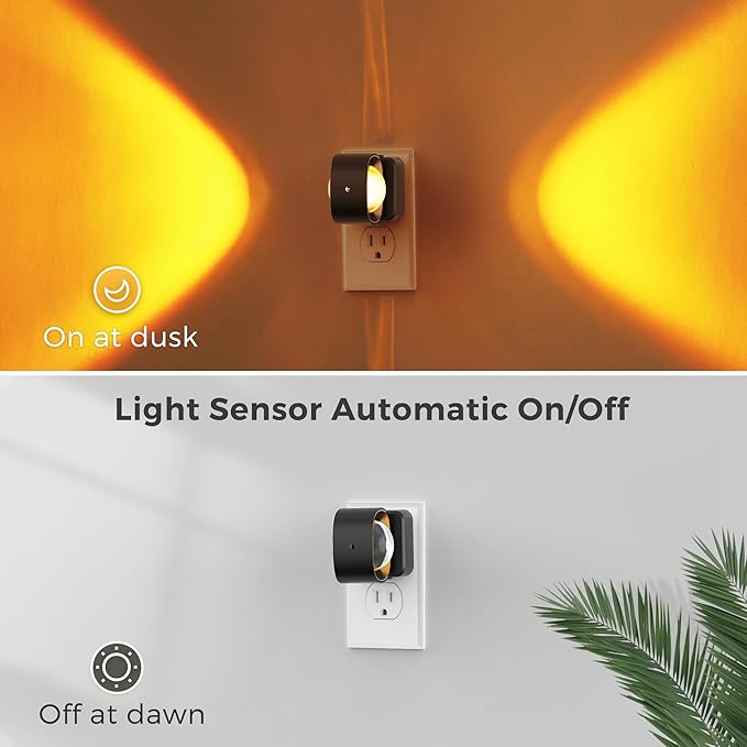 L LOHAS LED Night Light Projector, Color Changing Night Light Plug into Wall, Dusk to Dawn Sensor, Rotating Nightlight, RGB Ambient Lighting for Bathroom, Gaming Room, Gifts,1 Pack