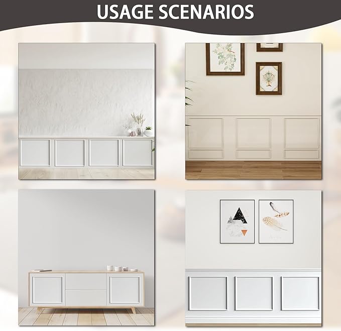 3-Frame 24" x 24" Premade Accent Wall Molding Kit, Ready-to-Assemble Wainscoting Panels, Pre-Cut Chair Rail Moulding Trim Picture Frame for Home Décor