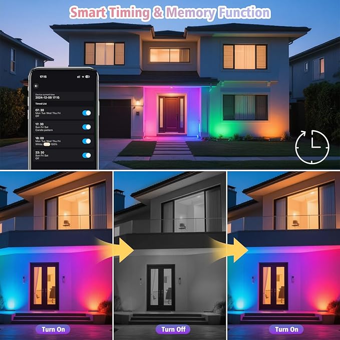T-SUN 60W RGBCW LED Wall Washer Lights, Dimmable Waterproof Music Sync Light Bars with APP & Remote Control, Outdoor Wall Lamps for Party, Stage & House Decoration(2 Pack)