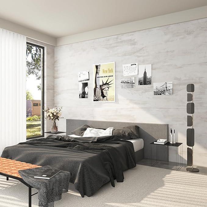 48x78inch Extra Wide Ivory White Concrete Wallpaper Peel and Stick White Grey Stained Plaster Effect Contact Paper Matte Thick Self-Adhesive Waterproof Furniture Sticker Modern Industrial Style