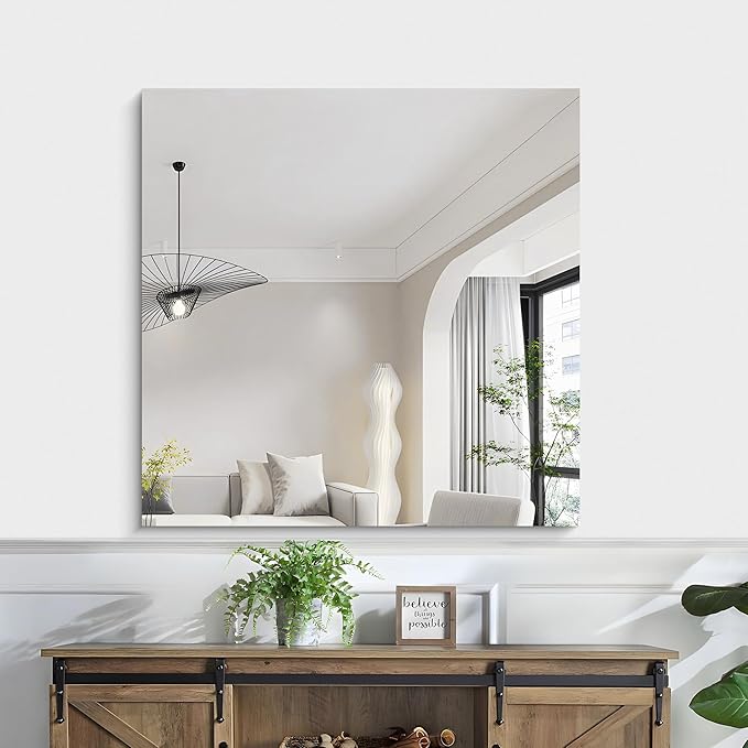 KOCUUY Large Frameless Mirror,36x36 Inch Square Bathroom Vanity Mirror for Over Sink, Upgraded Shatterproof Unframed Design for Bedroom, Living Room, Entryway