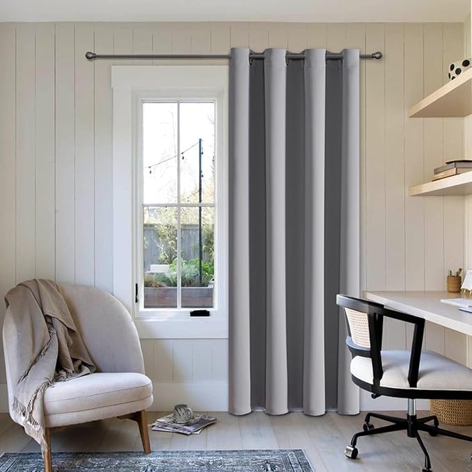 ChrisDowa Grommet Blackout Curtains for Bedroom - Thermal Insulated Room Darkening Curtains for Living Room (1 Panel Set, Light Grey, 52W x 84L)