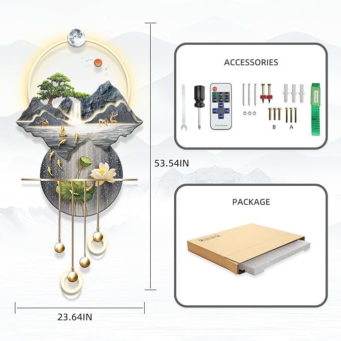 LED Light Decor Wall Art, 3D Art Wall Decor with Light, Decors Walls Sculptures Large 3D Art, Decors Walls Sculptures Lighting Modern, Plug-in Power Supply, Blue A, 23x53in