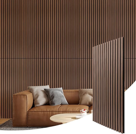 2-Pack Wood Slat Panels for Walls 23.6x47.2in, Oak Sound Panels Noise Reducing Acoustic Wall Paneling, 3D Fluted Wainscoting Panels for Interior Decor