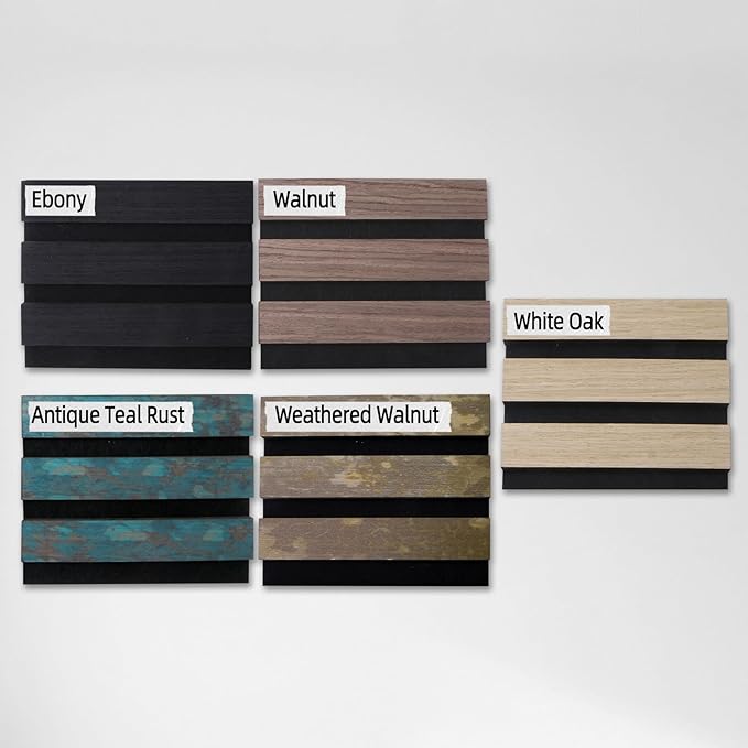 Acoustic Wall Panel Sample Kit - 5 Wood Slat Colors for Interior Wall Decor, Modern Soundproof Wall Panels