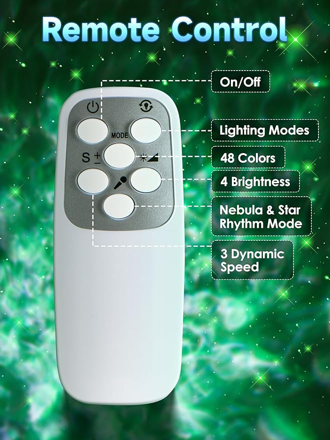 One Fire Galaxy Light Projector, 42 Colors Star Projector Galaxy Light+Moon+Clouds, Unique Rhythm Mode, Dimmable+Remote Control Starlight Projector, Adults, Kids