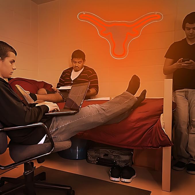 Longhorns Neon Sign for Wall Decor University LED Neon Light Sign Football Signs Longhorn Decor for Man Cave Graduation Gifts Dorm Decorr for College Students Men Teens,Size 14.6 * 8.3 in(FMXD096-01)