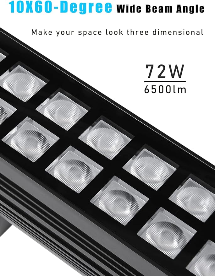 10x60' New Upgraded Wall Washer LED Lights, 72W 5000K Daylight Wall Wash Lighting, Linkable 120V LED Light Bar, IP65 Waterproof, 3.2ft/40 Outdoor/Indoor Stage Lighting Bar