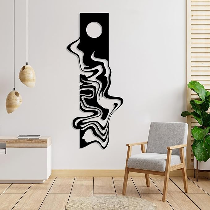 Moonlight Metal Wall Art, Geometric Metal Wall Decor, Abstract Wall Art, Modern Wall Decor, Abstract Wall Sculpture, Large Contemporary Sculpture, Office Living Room Decor (Gold, 20"x48"|50x121cm)