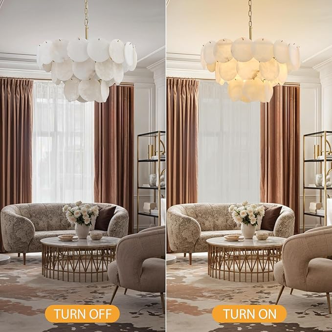 Alabaster Round Chandelier, 26" Natural Spanish Marble Stone Texture Chandeliers, 9-Light Dimmable Alabaster Chandelier, Modern Luxury Lighting for Living Room, Bedroom, Hallway