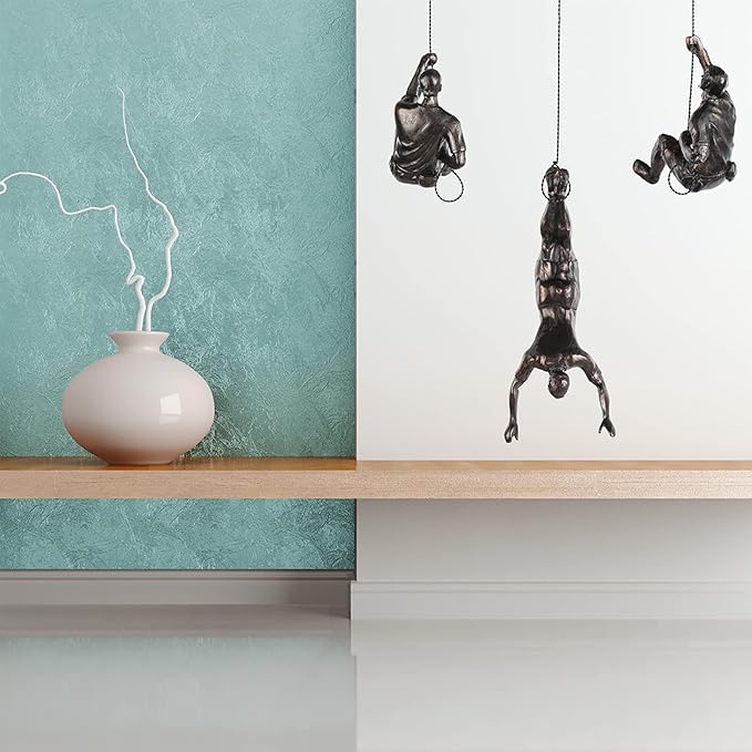 Large Set of 3 Climbing Men Wall Art Decor Sculpture,Nordic Modern Simplicity Decorative Wall Art, Climbing Man Sculptures,Home & Office Climber Gifts