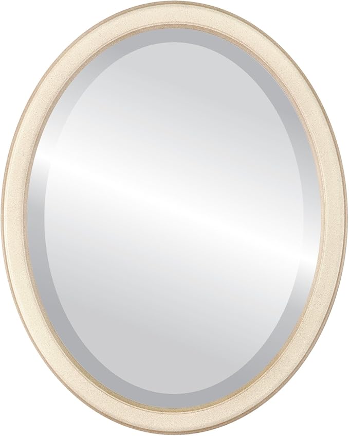 OVALCREST Oval Beveled Wall Mirror for Home Decor - Toronto Style - Taupe - 26" x 22"