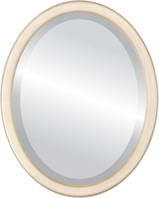 OVALCREST Oval Beveled Wall Mirror for Home Decor - Toronto Style - Taupe - 26" x 22"