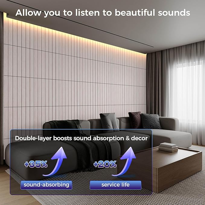 6 Pack Large Soundproof Wall Panels, 24 x 12 x 0.47 in Sound Proof Foam Panels for Walls, 1.2lb/ft³ High Density, Thicker 0.47in, Acoustic Panels, Sound Dampening Panels Camel