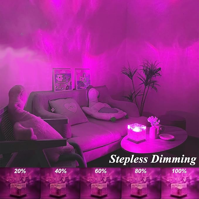 Northern Lights Projector Touch,16 Colors Changing Light Dimmable Mood Lighting, Cube Aurora Glow Lamps with Dynamic Ripple Effect, Remote Galaxy Light Projector for Bedroom Playroom Kids Teens Gifts