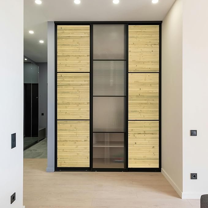 Art3d Natural Bamboo Wall Panel for Interior Wall Decor, Renewable Pole Wrap Wainscoting Paneling for Wall Ceiling Furniture Cabinet Office, 12 x 96 Inch, 2-Pack - Natural