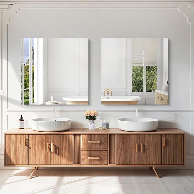 KOCUUY Frameless Mirror, 30"x30" Square Rectangle Bathroom Mirror for Over Sink, Upgraded Shatterproof Unframed Design for Bedroom, Living Room, Entryway