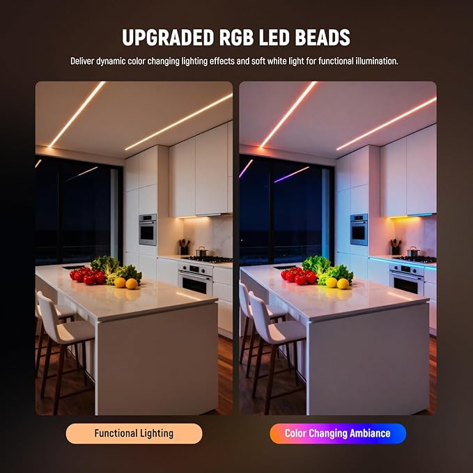 NEEWER 9.84ft/3m LED Strip Lights Front Lit, Smart AI RGB Cuttable Neon Rope Light, App Control Color Changing for Bedroom Gaming Room Studio Home Classroom Wall Outdoor Outside Waterproof Decor, NS01