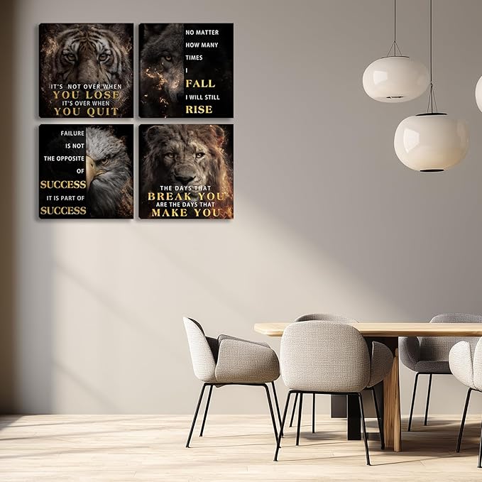 Motivational Wall Decor for Living Room Inspirational Wall Art for Office Workplace Canvas Wall Art Painting Poster Prints Artwork 16"x16"x4