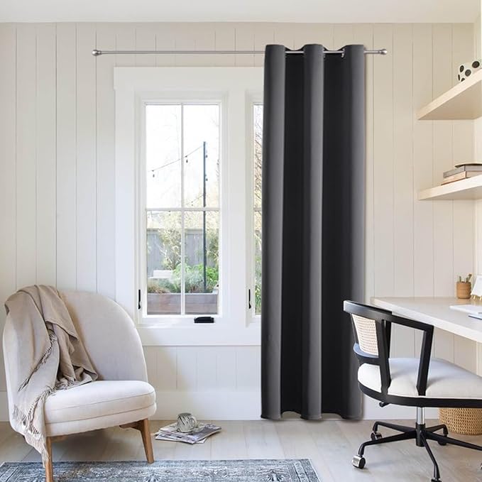 ChrisDowa Blackout Curtains 72 inches Long for Bedroom - Grommet Thermal Insulated Room Darkening Curtains for Living Room (1 Panel, Dark Grey, 42 x 72 Inch)