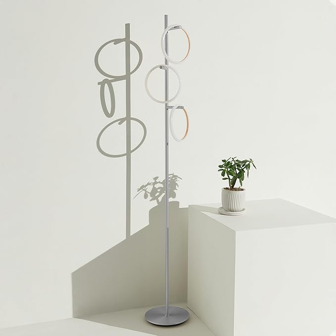 Brightech Saturn LED Tree Floor Lamp - Unique Design Matches Modern and Contemporary Decor - 3 Light Standing Pole Lamp- Tall Light for Living Room, Bedroom, and Office - Silver