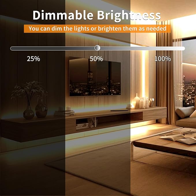 16.4ft COB LED Strip Lights 3000K Warm White Dimmable DC 24V Flexible LED Tape Light for Bedroom, with Remote and app Control LED Light Strip,for DIY Home Decoration