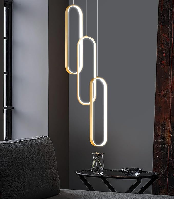 Modern Ring Chandelier LED Dimmable Flush Mount Ceiling Light for Foyer Living Room Staircaes Gold