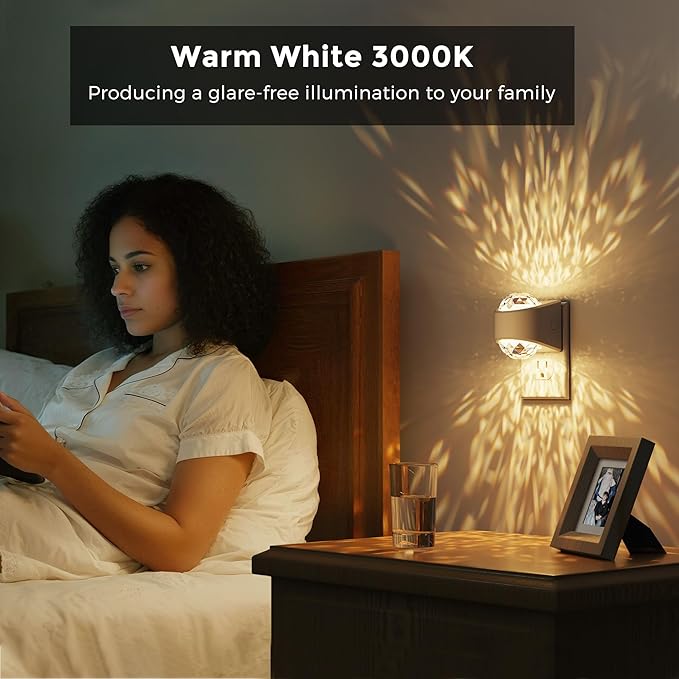 L LOHAS LED Projector Night Light, Plug in Night Light with Dusk to Dawn Sensor,3000K Soft White Projector Nightlight for Kids Playroom Home Theater Party