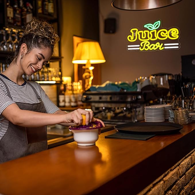 Looklight Juice Bar Neon Sign Bar Signs Neon Sign for Room Neon Light for Wall Led Neon Signs Connectivity Led Neon Signs for Bar Signs Juice Shop Party Home Decoration Bedroom Decor