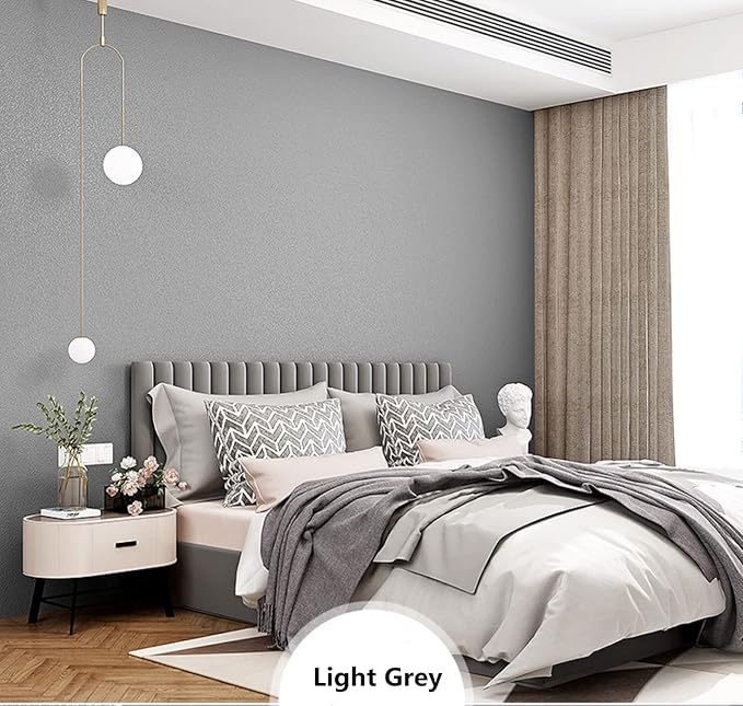 17.51in x400in Grey Wallpaper Peel and Stick Removable Modern Grey Contact Paper Self Adhesive Textured Decorative Wall Covering Bathroom Kitchen Cabinet Upgrade Thicker